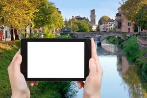 toerist foto's van brug in padua stad, Italië foto