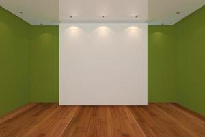 leeg kamer groen muur en hout verdieping foto