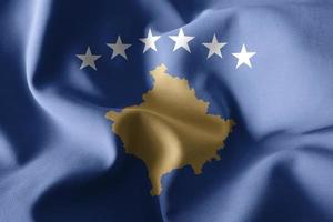 3d renderen golvend zijde vlag van Kosovo foto