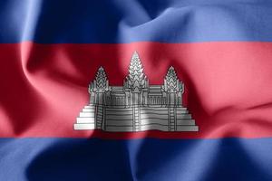 3d renderen golvend zijde vlag van Cambodja foto