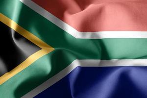 3d realistisch golvend zijde vlag van zuiden Afrika foto