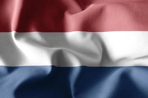 3d renderen golvend zijde vlag van Nederland foto