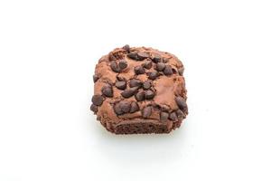 donkere chocolade brownies gegarneerd met chocoladeschilfers foto