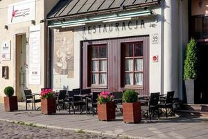 Krakau, Polen - september 19. facade van een restaurant in Krakau Polen Aan september 19, 2014 foto