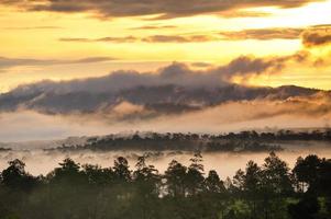 silhouetmoutain en boom van reisplaats in thailand foto