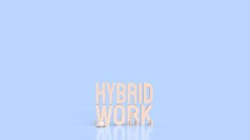 de hout tekst hybride werken voor bedrijf concept 3d renderen foto