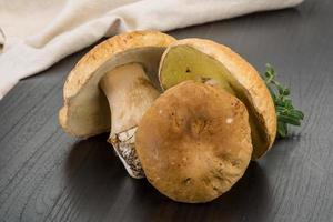 boletus paddestoel Aan houten achtergrond foto