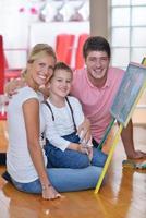 familie tekening Aan school- bord Bij huis foto