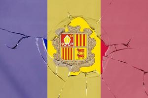 3d vlag van Andorra Aan glas foto