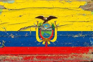 3d vlag van Ecuador Aan hout foto