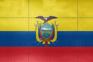 3d vlag van Ecuador Aan metaal foto