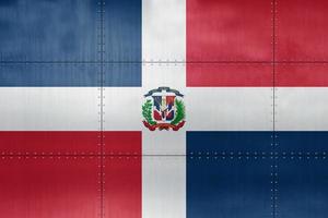 3d vlag van dominicaans republiek Aan metaal foto
