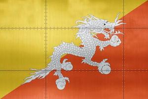 3d vlag van Bhutan Aan metaal foto