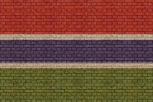 3d vlag van Gambia Aan steen muur foto