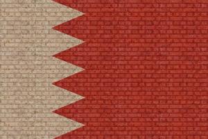 3d vlag van Bahrein Aan steen muur foto