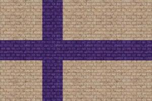 3d vlag van Finland Aan steen muur foto