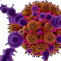 virussen en bacterie van divers vormen tegen een blauw achtergrond. concept van wetenschap en geneesmiddel. renderen foto