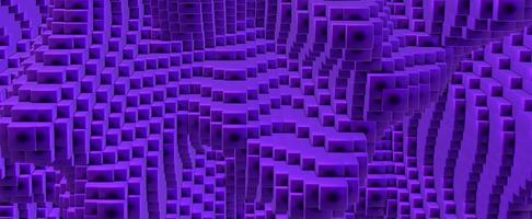 Purper muur van kubussen met optisch illusie achtergrond. tegels gelegd uit in abstract 3d geven van trap met beweging effect wanneer nadert. decoratief digitaal ontwerp met futuristische oppervlakte foto