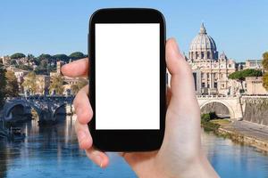 toerist foto's Rome stadsgezicht Aan smartphone foto