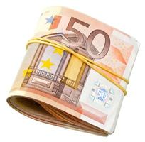50 euro bankbiljetten onder rubber band foto