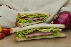 sandwich met kaas en worstjes foto