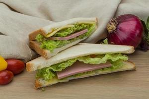 sandwich met kaas en worstjes foto