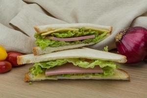 sandwich met kaas en worstjes foto