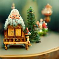 Kerstmis decor, de kerstman claus in de interieur met een boom, kinderen speelgoed foto