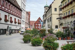 nordlingen, duitsland, 2014. straat tafereel in nordlingen foto