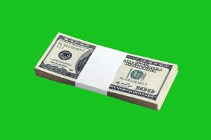bundel van ons dollar rekeningen geïsoleerd Aan chroma sleutelaar groente. pak van Amerikaans geld met hoog resolutie Aan perfect groen masker foto