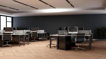 donker modern minimalistische kantoor werkplaats interieur ontwerp in 3d geven - Open ruimte werken Oppervlakte