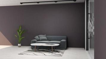 moderne woonkamer interieur design concept - comfortabele ontspanningsruimte in 3d render foto