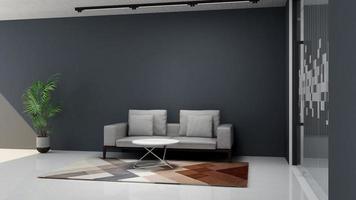 moderne woonkamer interieur design concept - comfortabele ontspanningsruimte in 3d render foto