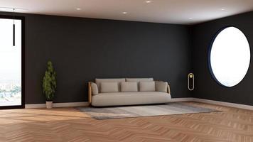 moderne woonkamer interieur design concept - comfortabele ontspanningsruimte in 3d render foto