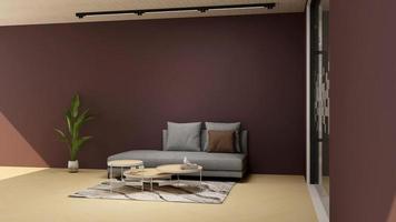 moderne woonkamer interieur design concept - comfortabele ontspanningsruimte in 3d render foto