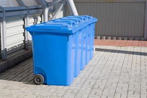 blauw plastic recycling bakken foto