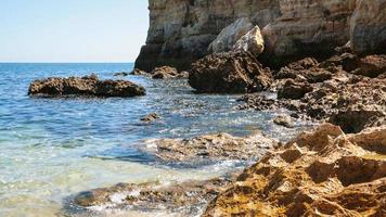 rotsen Aan kustlijn van strand praia Maria luisa foto