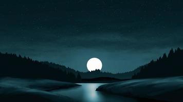 vol maan in pijnboom Woud illustratie foto