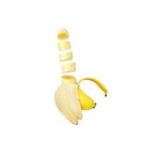 banaan gesneden geïsoleerd Aan wit achtergrond foto