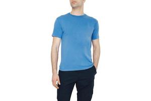 Mannen blauw t-shirts model. ontwerp sjabloon.mockup foto