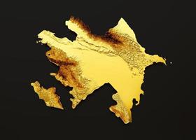 Azerbeidzjan kaart gouden metaal kleur hoogte kaart Aan zwart achtergrond 3d illustratie foto