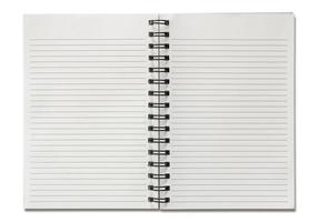 blanco spiraal notebook geïsoleerd op een witte achtergrond foto