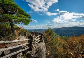 Coopers Rock State Park kijkt uit over de cheat-rivier in West-Virginia met herfstkleuren foto