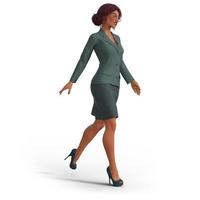 mooie zakenvrouw met turquoise broekpak in 3d illustratie foto