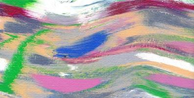 kunstenaarspalet met gemengde olieverf, macro, kleurrijke slagtextuur op canvas, abstracte kunstachtergrond foto