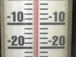 Celsius thermometer detail dichtbij omhoog min 20 hieronder nul foto