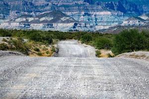 van de weg af in baja Californië landschap panorama woestijn weg foto