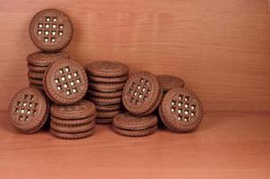 belegd broodje ronde biscuits met vanille vulling foto