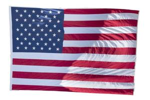 Verenigde Staten van Amerika Amerikaans vlag sterren en strepen Aan de wit achtergrond foto