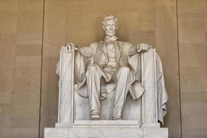 Abraham Lincoln standbeeld Bij Washington dc gedenkteken foto